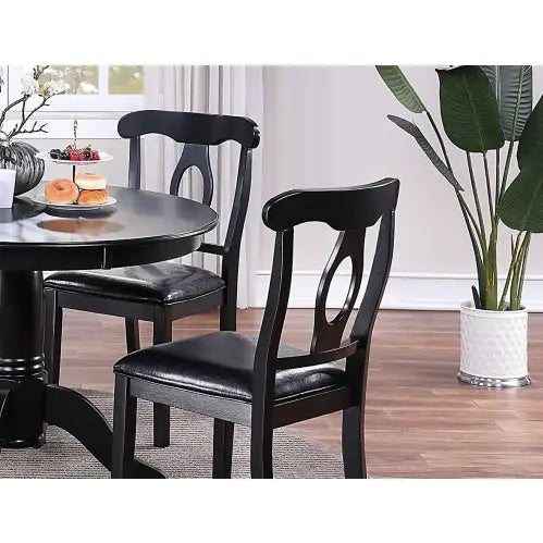 Classic 5pc Dining Set, Round Table with Cushioned Chairs