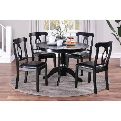 Classic 5pc Dining Set, Round Table with Cushioned Chairs