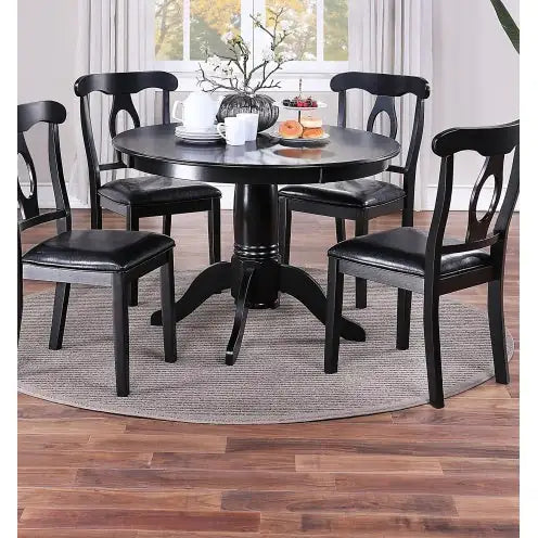 Classic 5pc Dining Set, Round Table with Cushioned Chairs