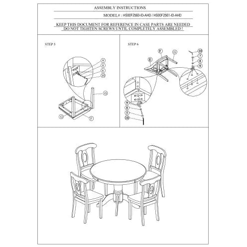 Classic 5pc Dining Set, Round Table with Cushioned Chairs