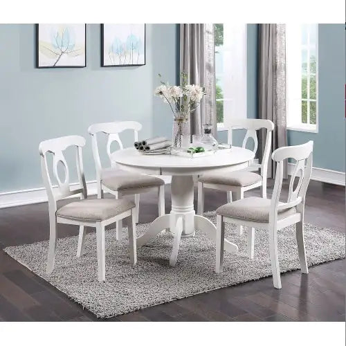 Classic 5pc Dining Set, Round Table with Cushioned Chairs